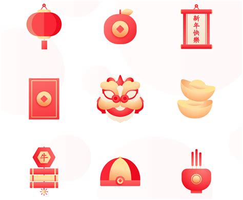 A Set Of Chinese New Year Festifity Icons Vector Art & Graphics | freevector.com