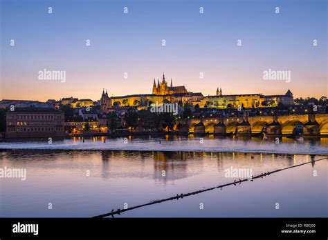 Night view of Prague skyline in Czech Republic Stock Photo - Alamy