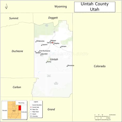 Map of Uintah County, Utah - Where is Located, Cities, Population, Highways & Facts