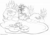 Pond Coloring Pages Black And White Drawing  Free Printable sketch template