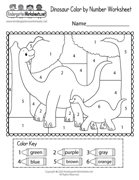 Dinosaur Color By Number Printables - Printable Word Searches