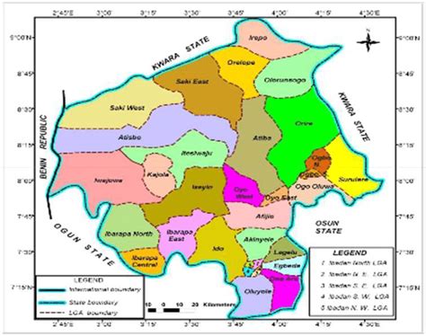 The map of Oyo State, Nigeria showing the 33 local government area of... | Download Scientific ...