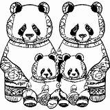 Panda Family Coloring Page · Creative Fabrica sketch template