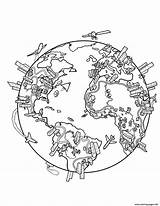 World Map Earth Coloring Page Printable sketch template