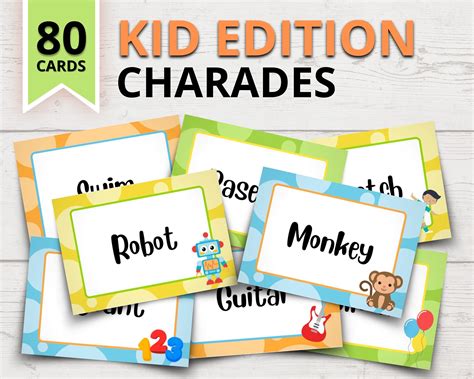 Charades Game for Kids Printable Kid-edition Charades Classroom ...