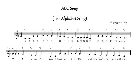 Image result for musical scores with lyrics for children's songs | Abc ...