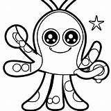 A Friendly Alien With Three Eyes And Tentacles Coloring Page · Creative  sketch template