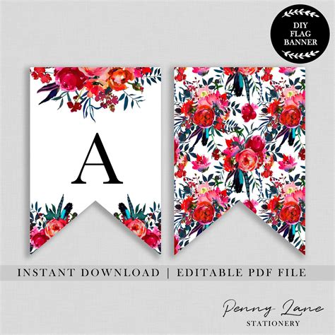 Instant Download Editable PDF Digital Printable DIY File Red Floral Flowers Boho Bo… | Floral ...