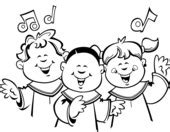 Children choir clip art sketch coloring page – Clipartix