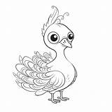 Cute Peacock With Long Feathers Coloring Page Outline Sketch Drawing  sketch template
