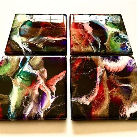 Hand-Painted Coasters set of 4 Resin Painting Resin Art | Etsy | Coaster art, Painting, Resin ...