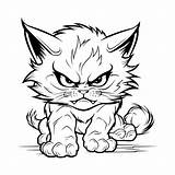 Premium Vector  Angry Cat Coloring Pages For Kids sketch template