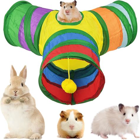 Amazon.com : 3-Way Guinea Pig Tunnel,Collapsible Small Pet Tunnels and Tubes with 1 Balls,Rabbit ...