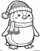 Christmas Penguin Coloring Page sketch template