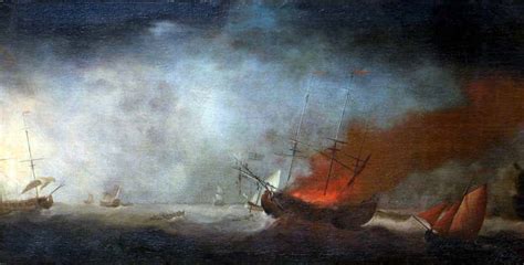 Unknown - Seascape with Burning Ship at 1stDibs