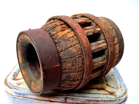 Wooden wagon wheel hub antique rustic decor