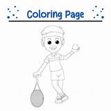 Premium Vector  Little Boy tennis Player Holding racket ball coloring sketch template