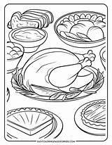 Thanksgiving Feast Coloring Pages 5 Free Printable  Easy sketch template