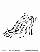 Cinderella Glass Slipper Coloring Page Sketch Coloring sketch template