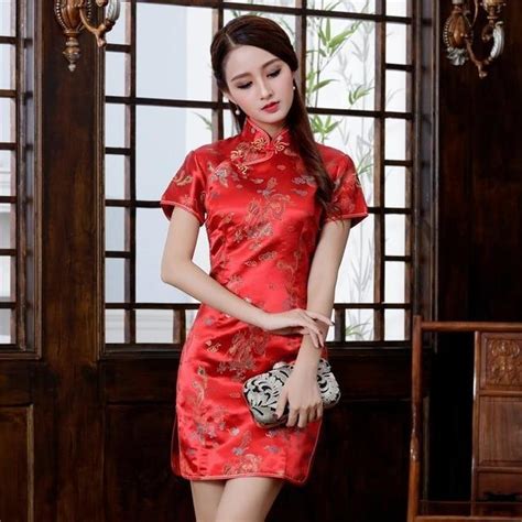 Red Short Chinese Dress | Teng Shop