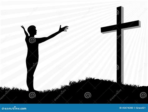 Worship silhouette stock vector. Illustration of cross - 45474280