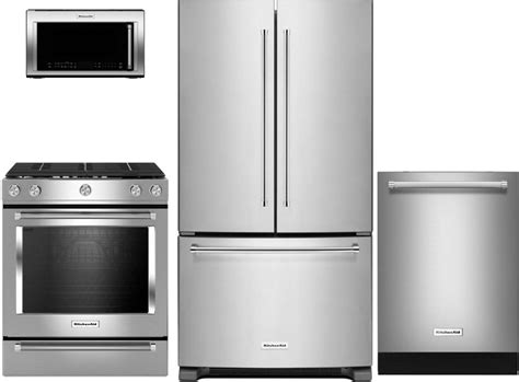 KitchenAid 4 Piece Kitchen Appliance Package with Gas Range - Stainless ...