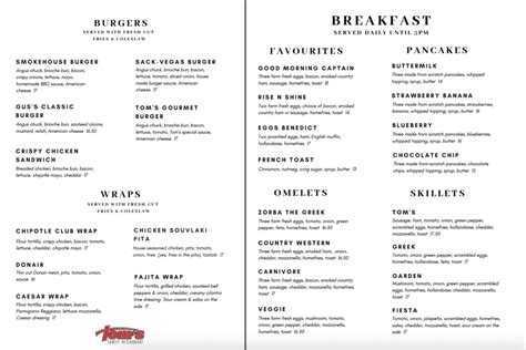 Menu – Tom's Family Restaurant