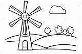 Mill For Children Coloring Book Or Page Stock Illustration  sketch template
