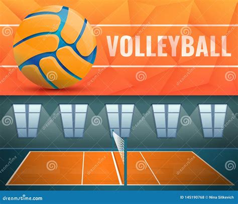 Volleyball Banner Set, Cartoon Style Stock Vector - Illustration of ...