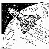 Discovery Space Shuttle Leaving Earths Orbit Coloring Page  sketch template