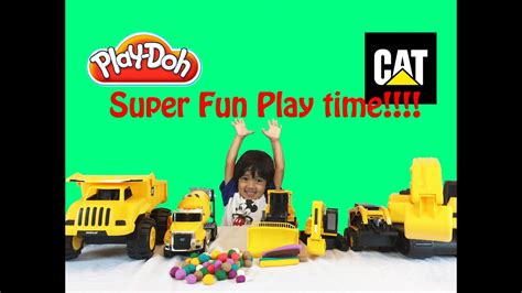 Ryan plays with Play doh Construction Vehicles for Children - YouTube