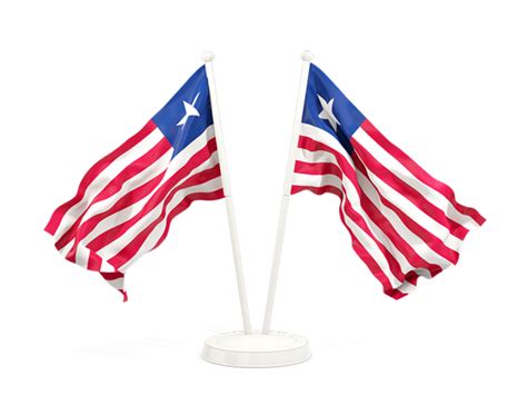 Two waving flags. Illustration of flag of Liberia