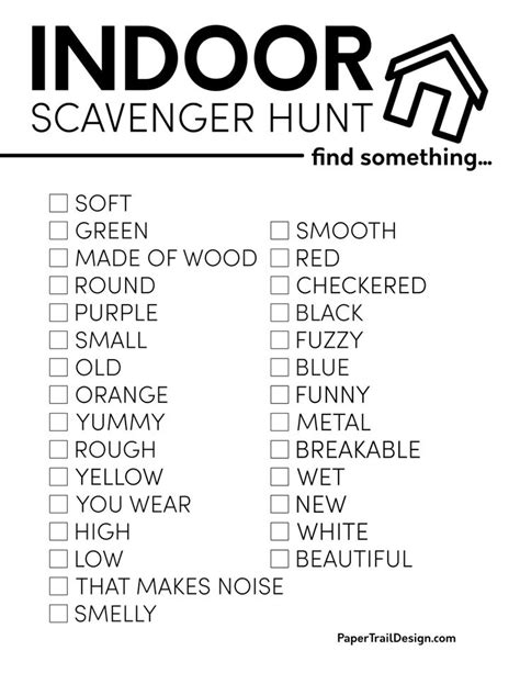 Blank Scavenger Hunt List Printable For Kids