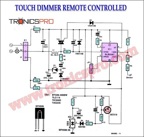 Remote Controlled Touch Dimmer Circuit Diagram - TRONICSpro