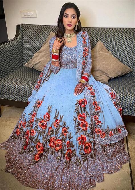 Buy Rakhi Sky blue colour fancy gown at Rs. 1500 online from Fab Funda ...