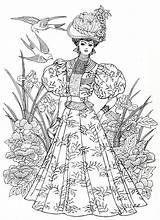 Art Nouveau Fashions For coloring  Coloring Book art Fashion sketch template