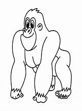 Cute Gorilla Cartoon Coloring Page  Free Printable Pages sketch template