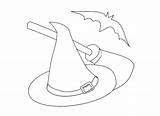 Witch Hat Broom And Bat coloring Page  Download Print Or Color sketch template