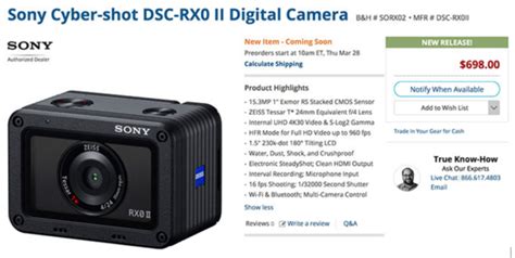 Sony RX0 II Camera Officially Announced | sonyalpharumors