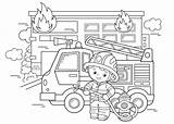 Fireman Cartoon Coloring sketch template