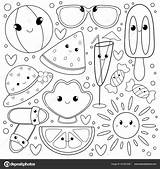 Cute Childish Summer Coloring Page Sticker Pack Stock Photo By  sketch template