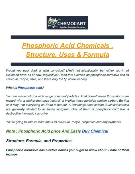 Phosphoric Acid Uses & Formula