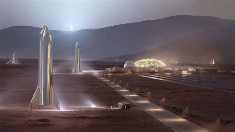SpaceX stainless steel Starships at Mars Base Alpha by William Falconer-Beach | human Mars