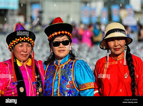 Women in traditional deel costume at the Mongolian National Costume ...