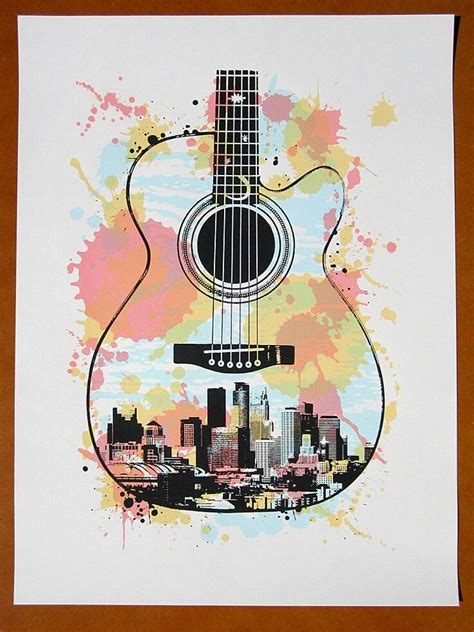 Minneapolis guitar screen print | ศิลปะไทย, ดอกไม้, คู่รัก แอนิเมะ