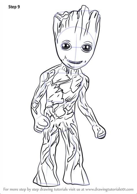 How to Draw Baby Groot (Marvel Comics) Step by Step ...