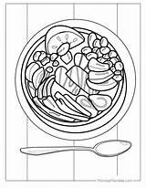 Plate Coloring Food Drawing Dinner Colouring Clipart Pages Kids  sketch template