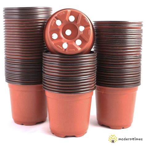 100 Pcs Plastic Plants Nursery Pot/Pots Seedlings Flower Plant Conta ...