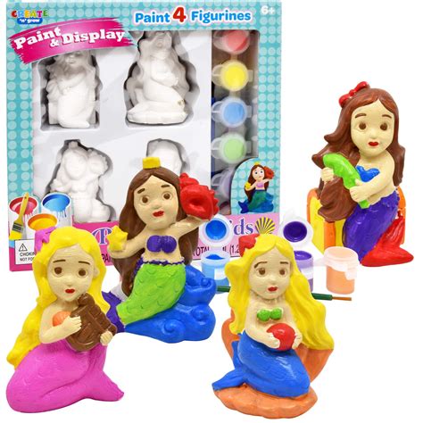 PRICES MAY VARY. Paint Plaster Kit: 4 Plaster Mermaid Painting Figurines. Additionally, 6 Colors ...