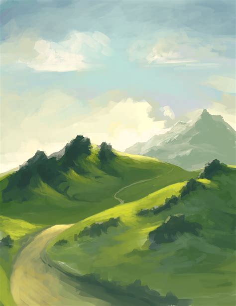 Rolling Hills of Ashland. Quick sketch of some rolling hills and rocks. | Fantasy landscape ...